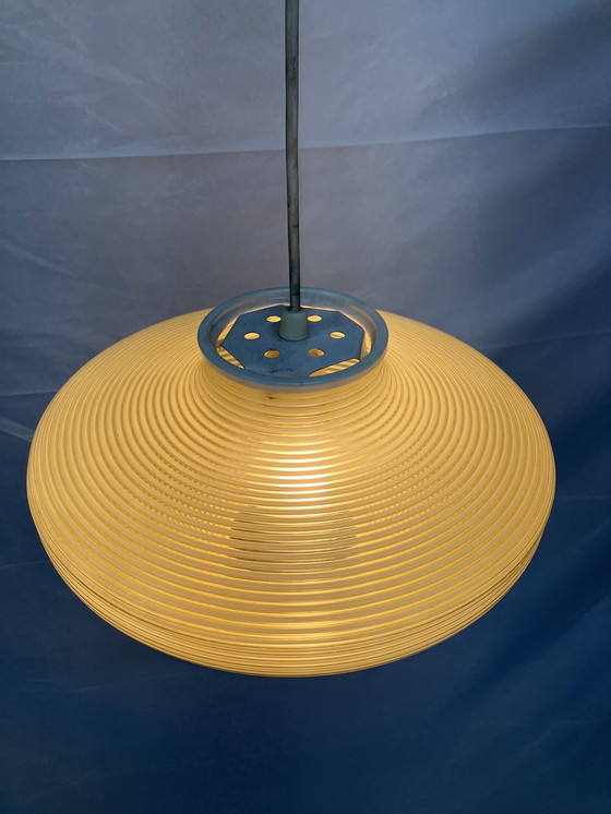Image 1 of Lampada a sospensione di design in plastica gialla Rotaflex, anni '60