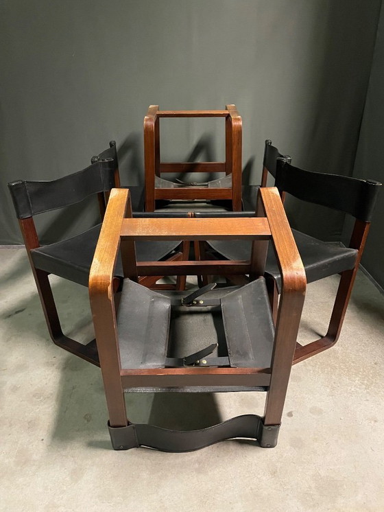 Image 1 of SET VON 6 GUNTHER HOFFSTEAD LEATHER, ROSEWOOD CHAIRS FOR UNIFLEX 1960's.