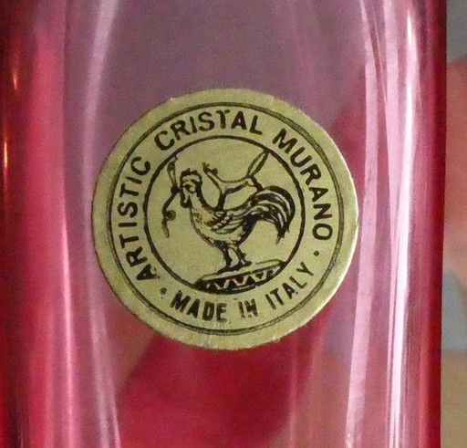 Vase aus Murano Glas, Überfangglas, facettiert geschliffen, mit Label, Italien 1960er