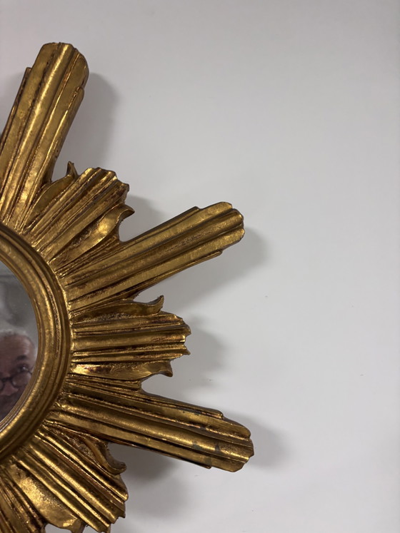 Miroir Sunburst Deknudt Mid-Century Original (60 Cm) – Glass, Wood (photo 5 of 10)