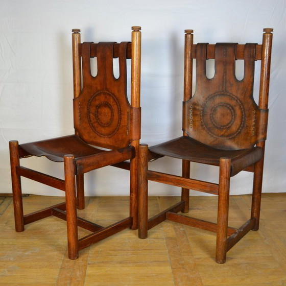 Image 1 of Vintage Hongaarse leren eetkamerstoelen, jaren 70 (2 stuks beschikbaar)