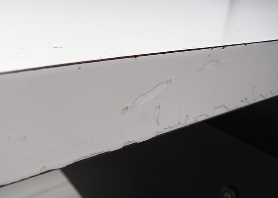 Image 1 of Writing Desk in Black Stained Oak with White Lacquered Top by Herbert Hirche for Christian Holzäpfel KG, Germany, 1960s