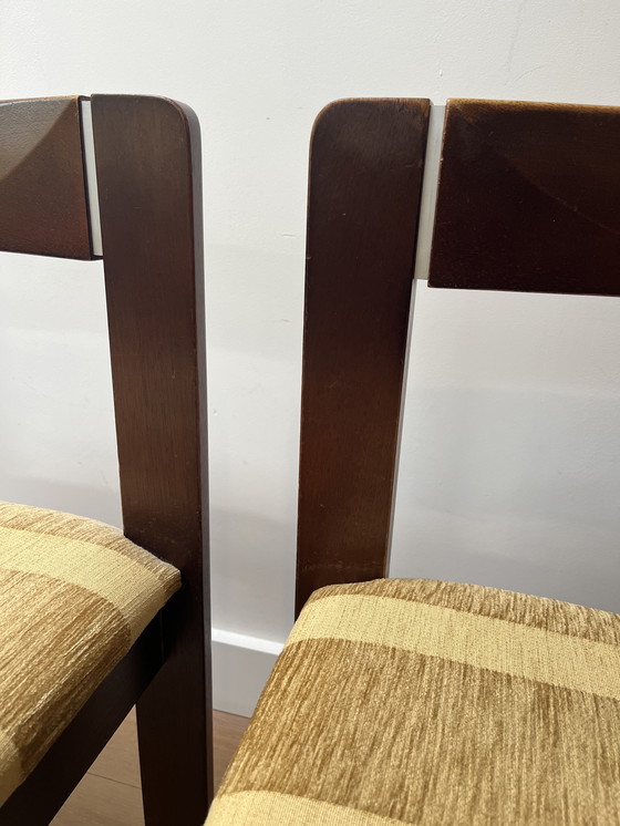 Image 1 of 4x teak vintage brutalist dining chairs