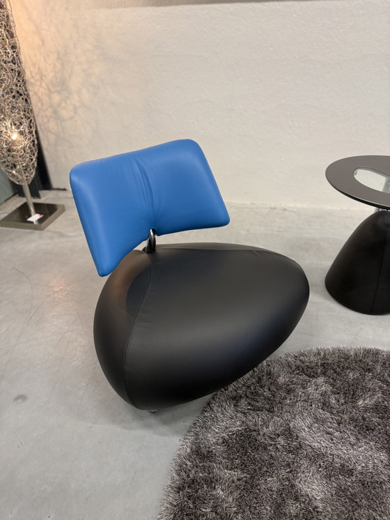 Image 1 of Leolux Pallone Fauteuil Blauw zwart leer