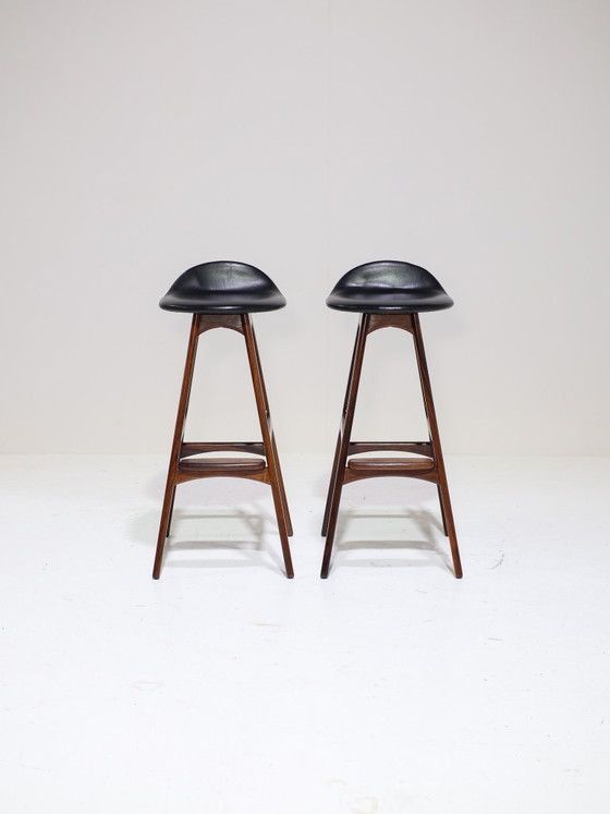 2x OD61 Bar Stools Erik Buch Rosewood Danish 1960s – Barstools, Leather (photo 3 of 14)