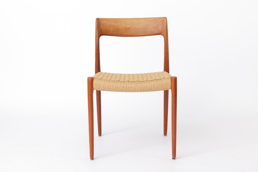 1 sur 3 Chaise de salle à manger en teck Niels Otto Møller modèle 77, corde de papier danoise, chaise d'appoint vintage