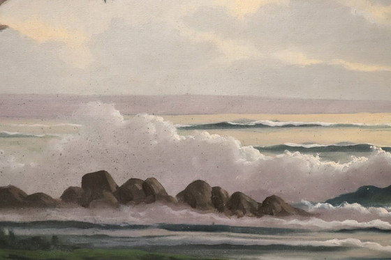 Image 1 of Olieverfschilderij op canvas gesigneerd L. Boulnois, Zeegezicht