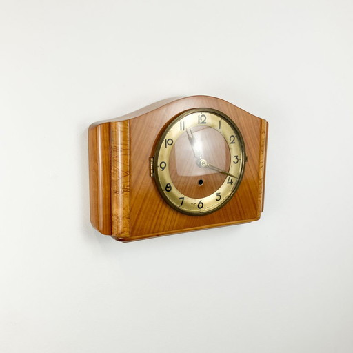 Wall clock, beech and flamed birch, 1960s