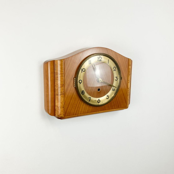 Image 1 of Wall clock, beech and flamed birch, 1960s