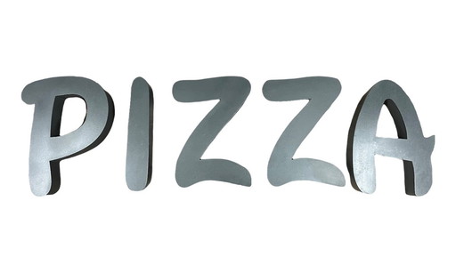 Enseigne publicitaire italienne vintage pour pizza. Années 1970.