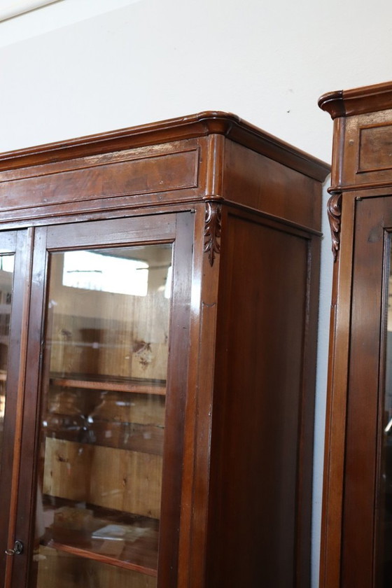 Image 1 of Set of 2 Bookcases in walnut, Italy late 19th century