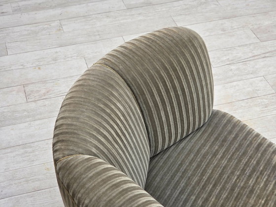 Image 1 of 1970s, Danish 2-seater curved sofa, original furniture velour, beech wood.