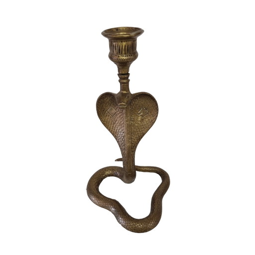 Vintage brass Cobra candlestick
