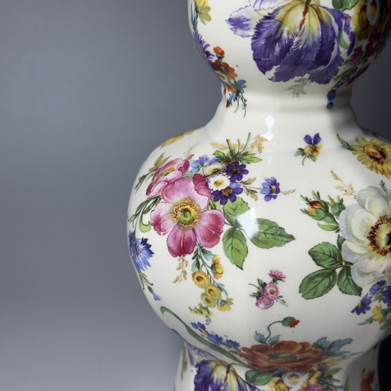 Image 1 of Boch Frères Keramis “Fleurs de Saxe” Keralux Art Deco Vase