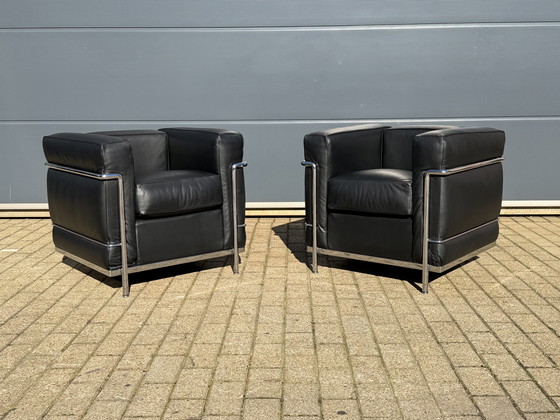 Image 1 of 2x Cassina Le Corbusier Lc2 originali in CONDIZIONI DA SALA ESPOSITIVA!!