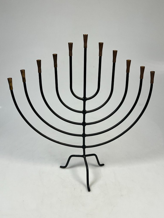 Image 1 of Large Vintage Menorah Candlestick, 1970's, Metal and Brass