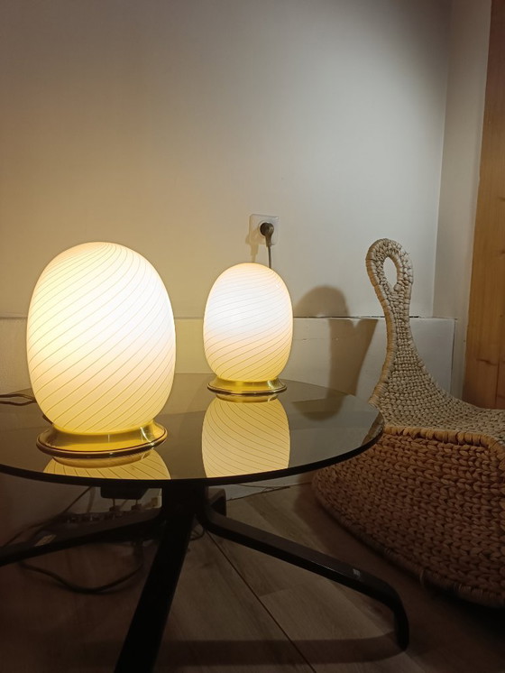 Image 1 of Pair of Murano glass egg lamps, 1970s