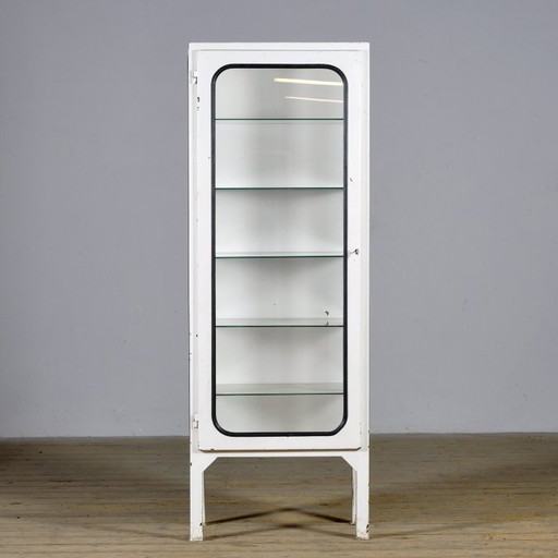 Vintage Iron And Glass Medical Cabinet, 1970’s