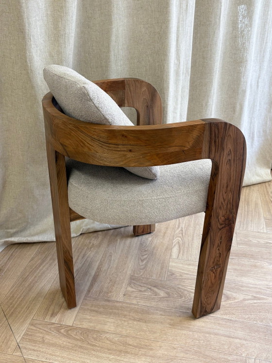 INES notenhouten stoel 72x55x60cm – Fauteuils, Textile, Wood (photo 2 of 5)