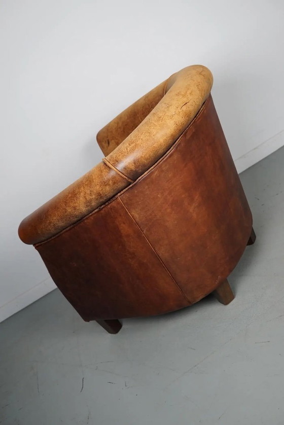 Image 1 of Vintage Nederlandse cognackleurige leren clubfauteuil