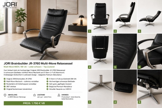 JORI Braunbuilder JR-3760 Multi-Move Recliner – Adjustable recliner chair, Leather (photo 6 of 6)