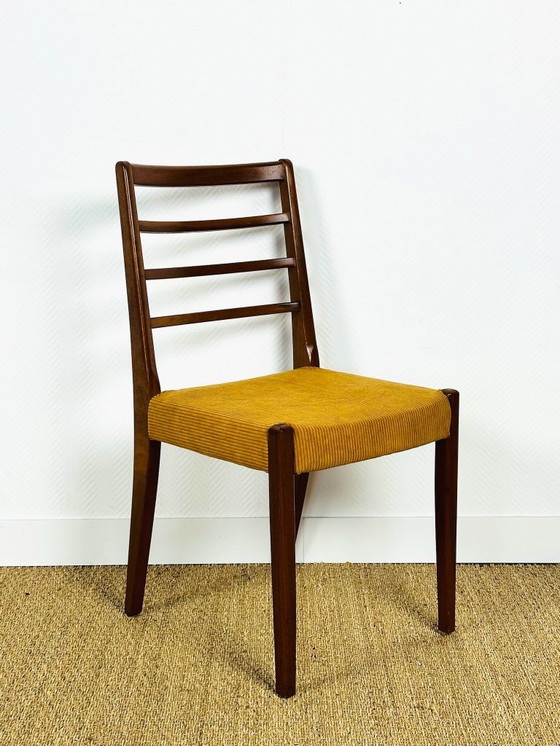 Image 1 of Set di 3 sedie da pranzo scandinave in teak e velluto a coste, 1960