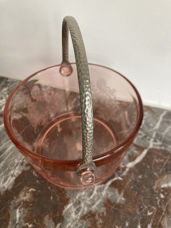 Cambridge depressie glas mandje ijsblokjes cooler peach glas roze – Tafelaccessoires, Metal (photo 5 of 7)