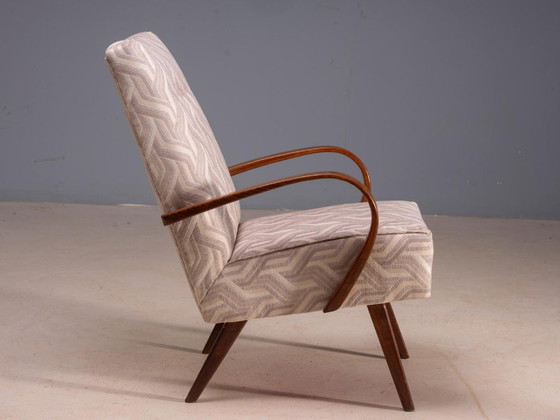 Fauteuils en bois courbé restaurés par Jaroslav Šmídek, paire, Tchécoslovaquie, nouveau revêtement beige à (photo 8 of 12)