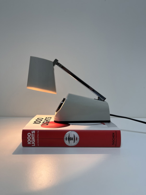 Image 1 of HBH grey MINI table lamp or desk lamp by H. Bødtcher-Hansen, design by Panton Fog & Mørup.