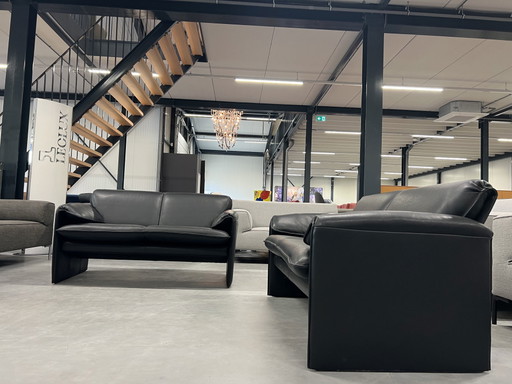 2 Leolux Bora Bora 2-Sitzer Sofa schwarzes Leder