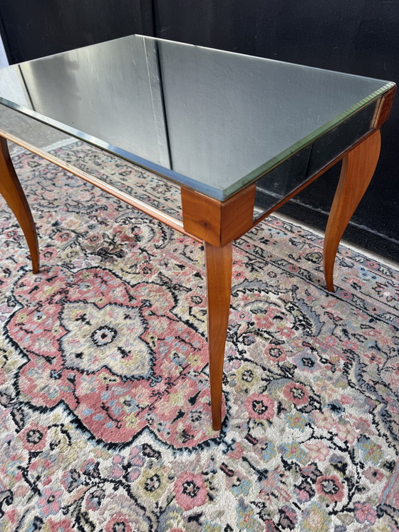 Image 1 of Small wooden coffee table and mirror from the 1950s