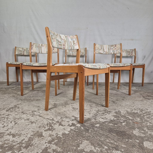 6x chaise de salle à manger danoise vintage des années 60-70 en teck