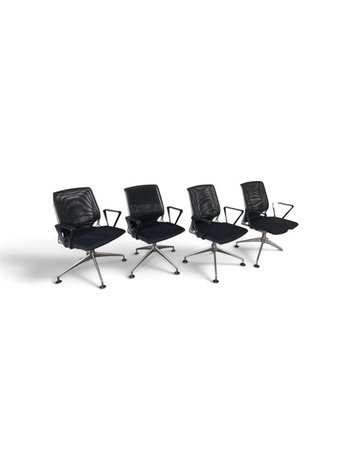 Chaises de bureau et de conférence Vitra Meda - Lot de 4 – draaistoelen, Chrome, Textile