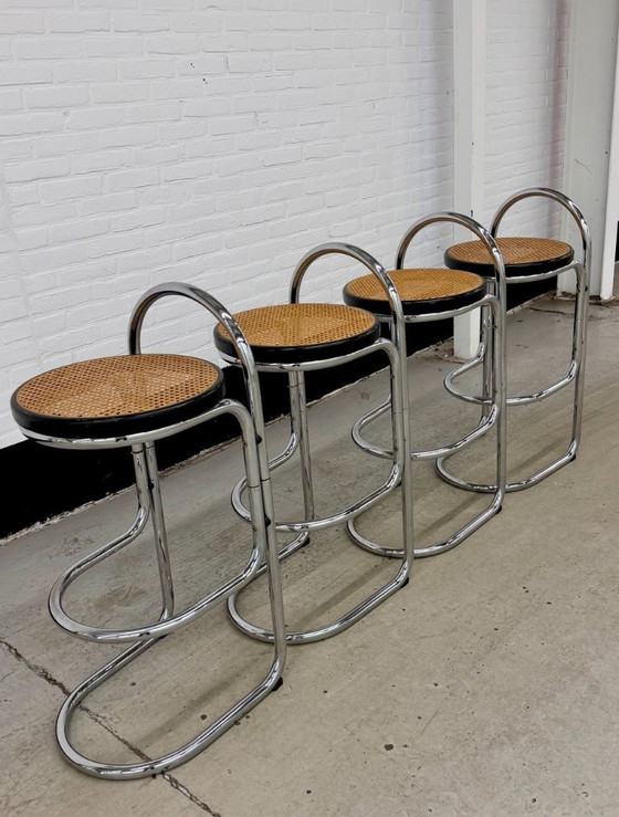 4 Vintage Italy Chrome Barstools – Barkrukken, Metal (photo 11 of 21)