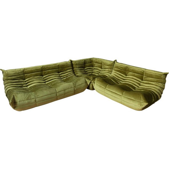 Image 1 of Togo vintage woonkamer set in groen fluweel van Michel Ducaroy voor Ligne Roset, Frankrijk 1970