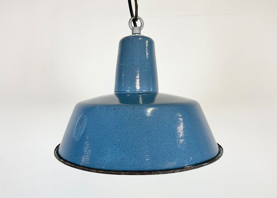 Image 1 of Suspension industrielle en émail bleu, années 1960