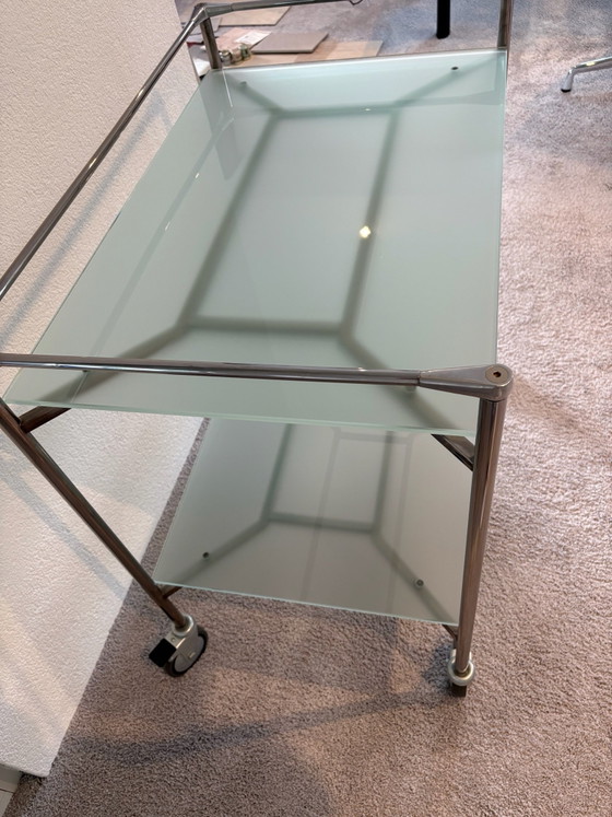Bar cart by Marco Zanuso Jr. for Driade., Glass, Metal, Silver (photo 3 of 8)