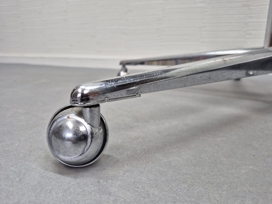 Image 1 of Vintage television table. Mobile side table. Chrome/teak.