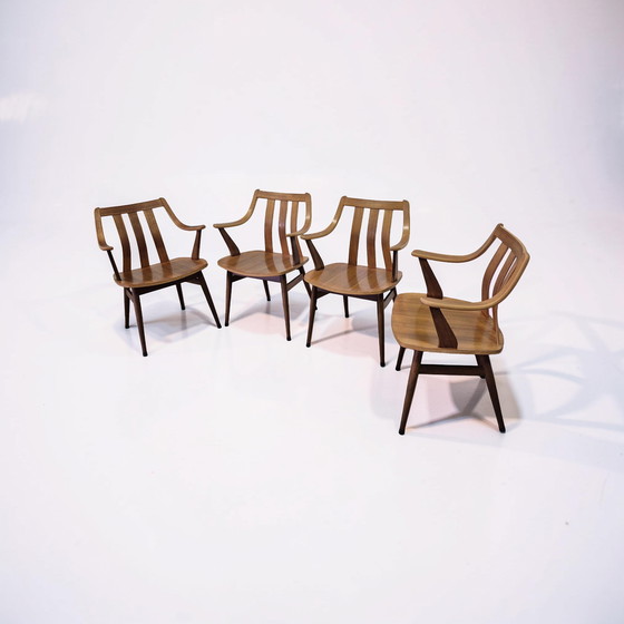 Image 1 of 4 chaises en contreplaqué style milieu du siècle, Pays-Bas, années 1960