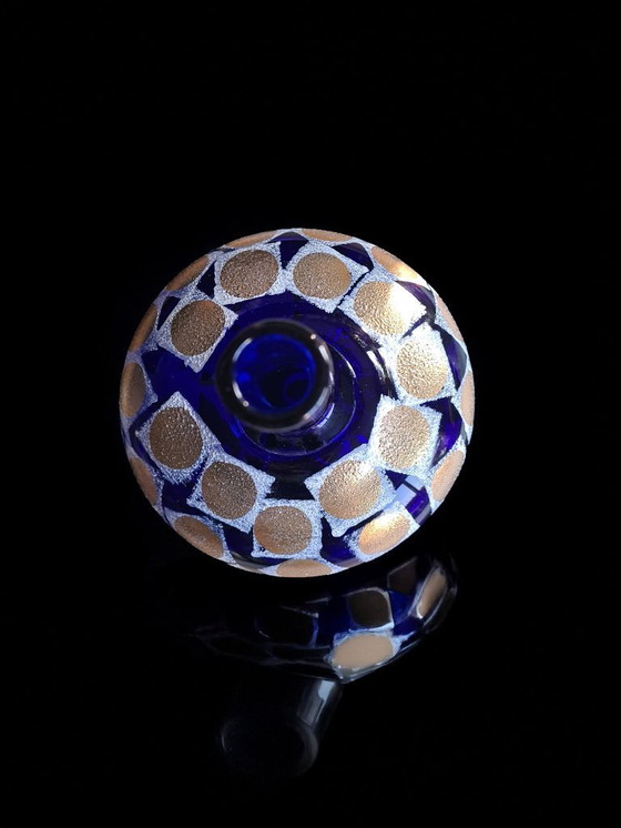 Image 1 of Entwurf Bengt Lindberg, Titel: "Goldblattblaue Glasvase".