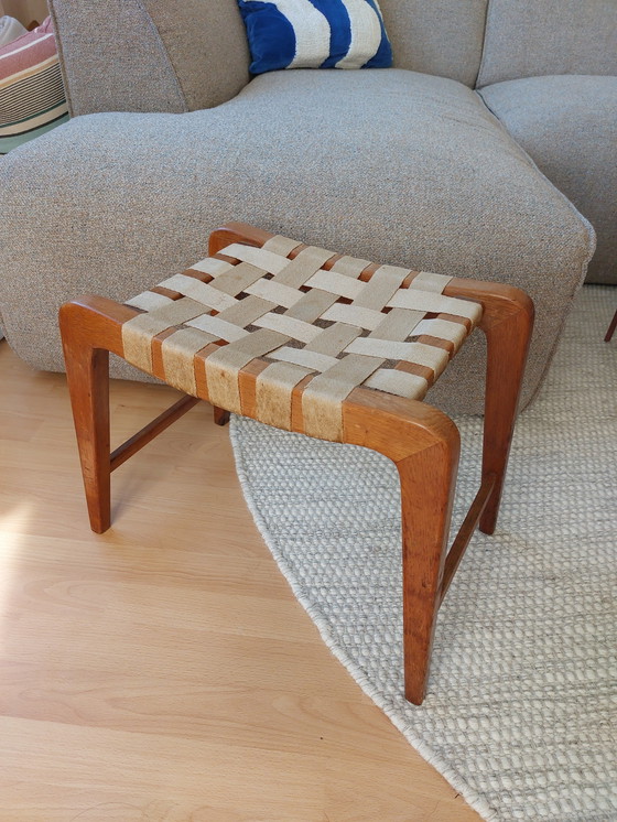 Image 1 of Sgabello vintage Jan Vanek anni '50 Mid Century Sgabello in legno di quercia