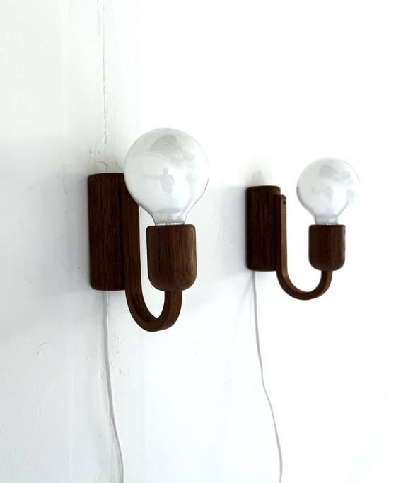 Image 1 of 2x Wandlampe aus Teakholz, Domus '70