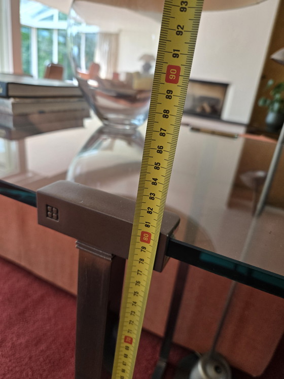 Image 1 of Glass side table, sleek design, metal frame