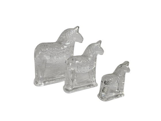 Image 1 of Lindshammar Glasworks Suecia - Caballo de Dala (3) - Cristal - Suecia - Años 70