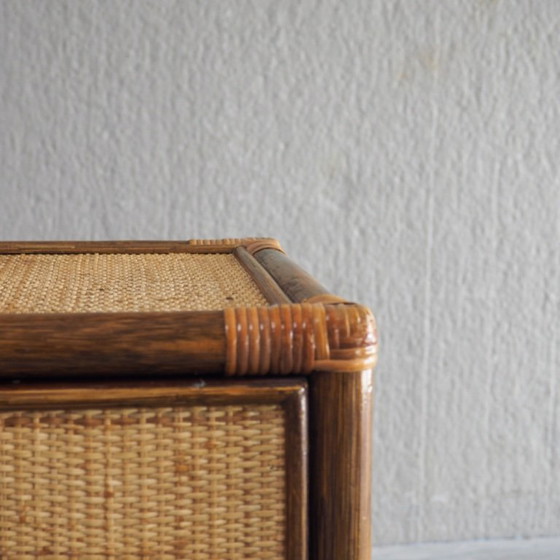 Meuble Vintage en Rotin et Cannage Tressé – Buffet bas (photo 13 of 14)