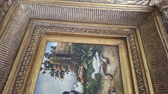 Image 1 of Topstuk: Authentieke Jan Hendrik Verburgh – "Familie Eenden" – Monumentale 19e-eeuwse Biggs & Sons Lijst