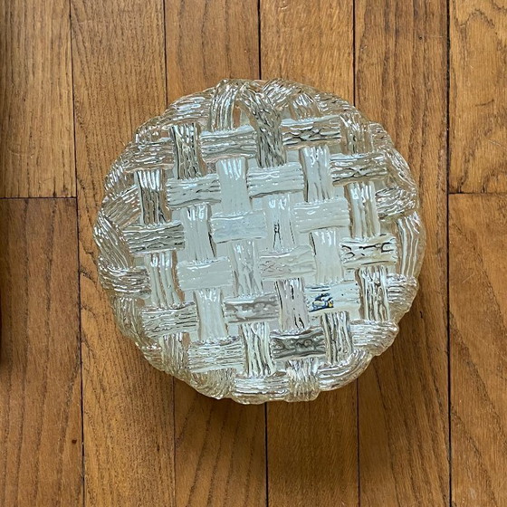 Image 1 of Vintage glass wall sconce, round ceiling light, 20 cm