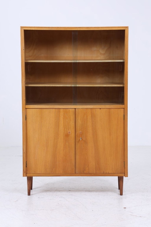 Vintage display cabinet 60s | Mid - Century glass cabinet retro shelf wood storage #05-48