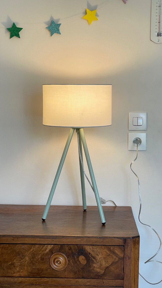 Image 1 of Green Metal Tripod Lamp, 1990s
