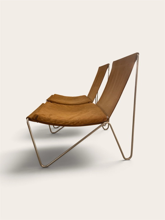 Verner Panton - pair of Bachelor seats, Chaises & fauteuils, Métal, Daim, Doré (photo 4 sur 5)